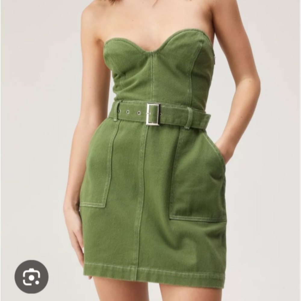 Nasty Gal Twill Bandeau Mini Dress